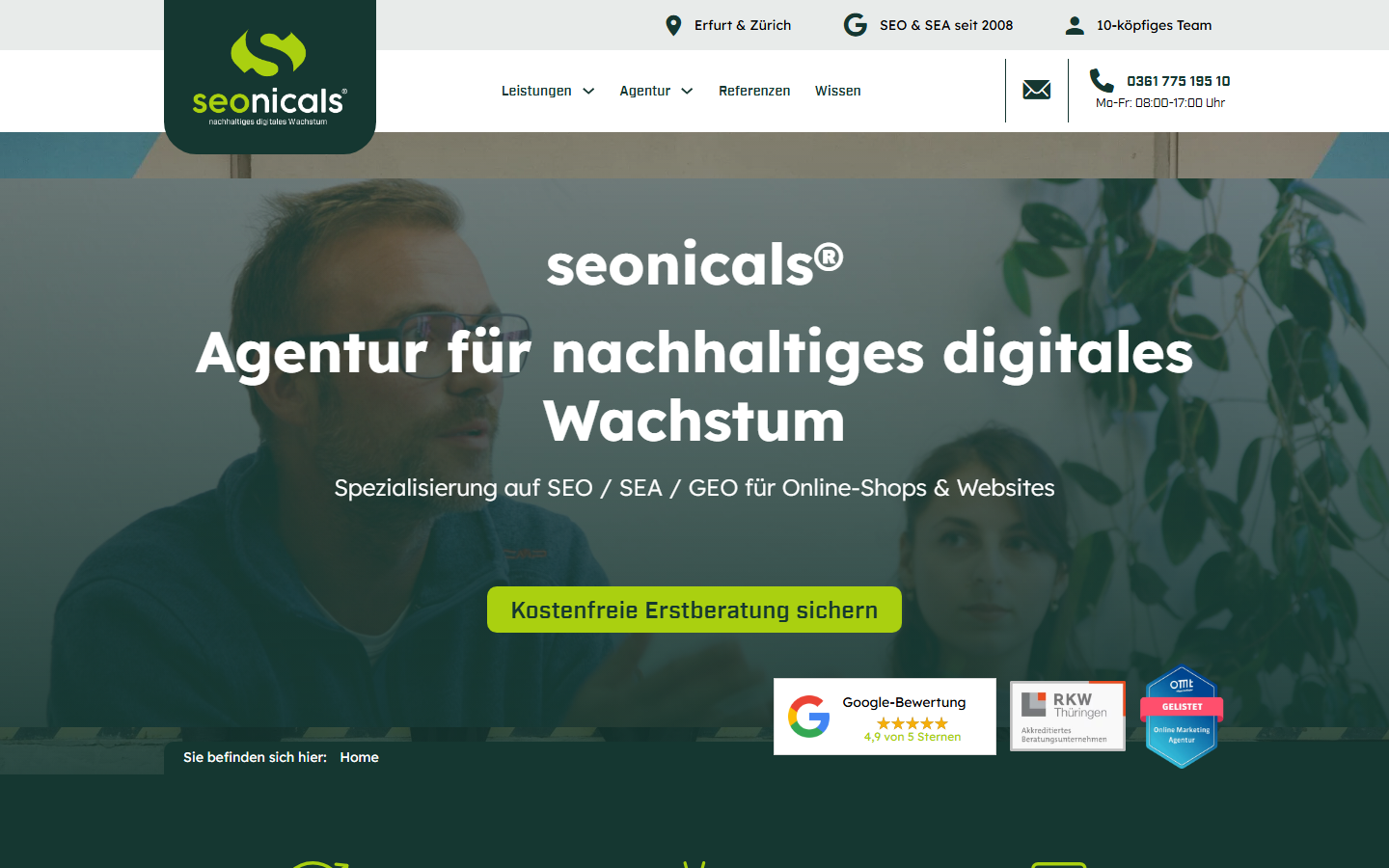Startseite von seonicals - SEO Agentur, SEO-Agentur in Thüringen