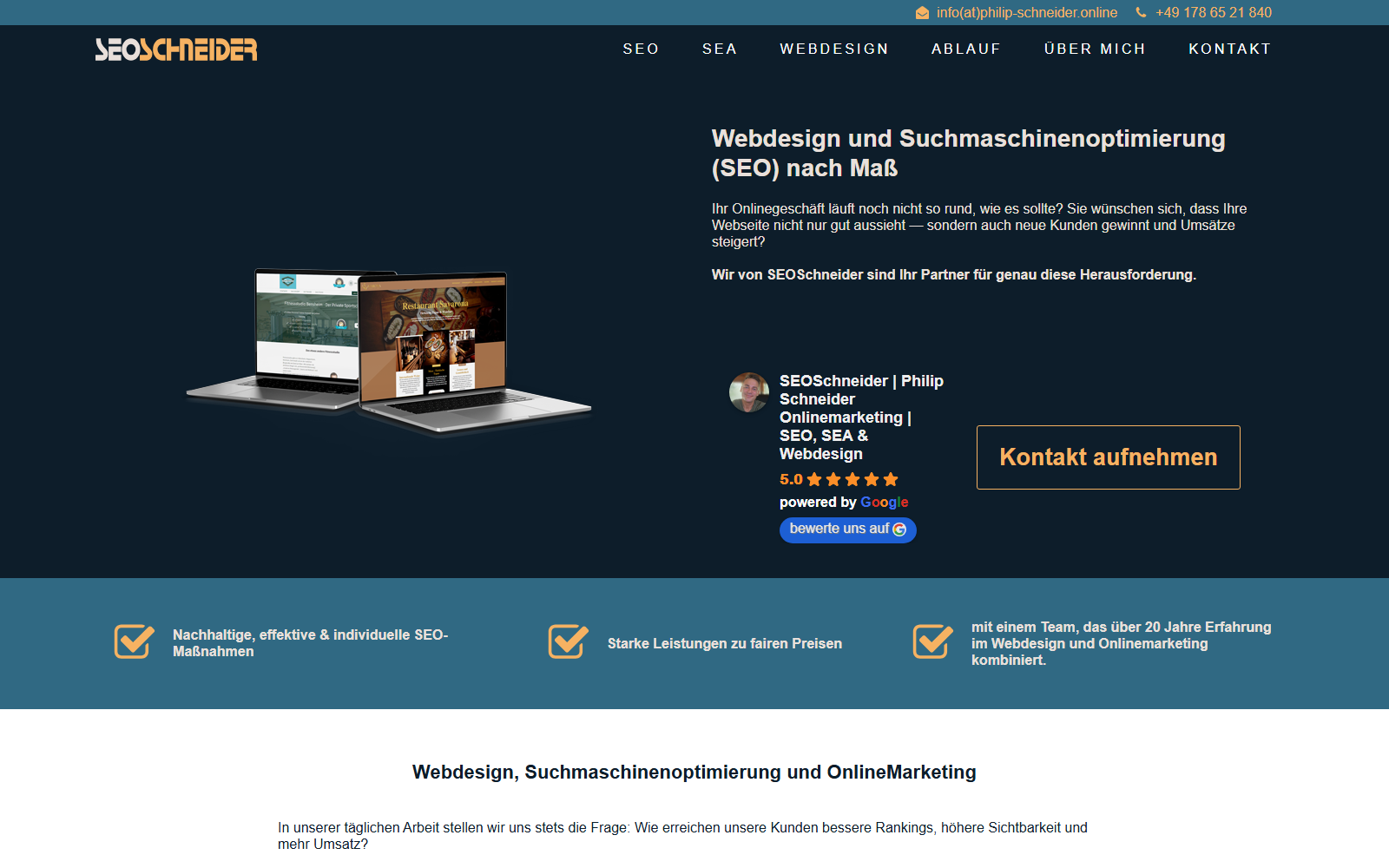 Startseite von Philip Schneider, SEO-Agentur in Bielefeld