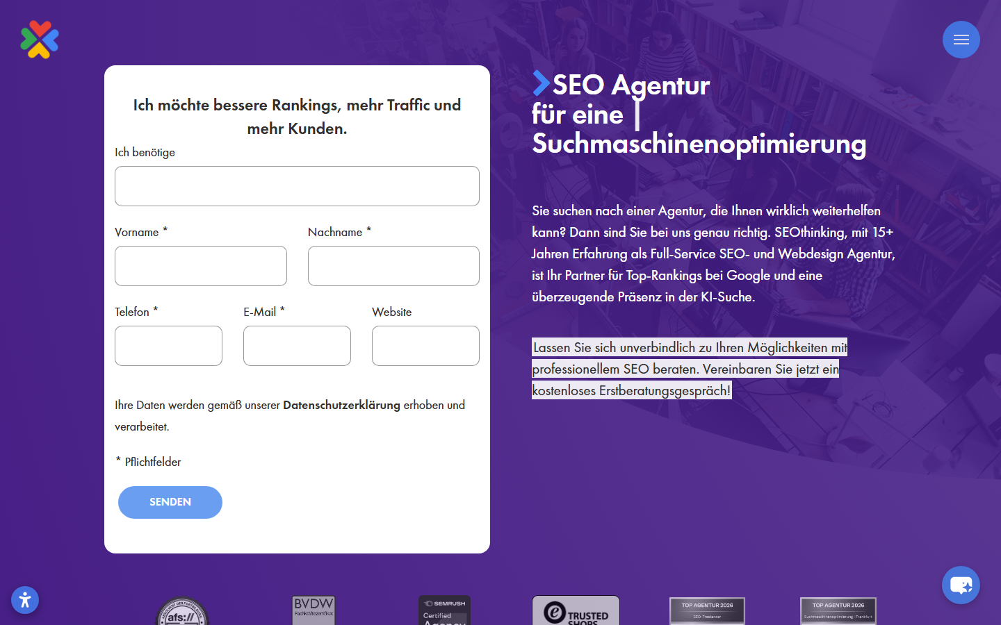 Startseite von SEOthinking (SEO Agentur & Freelancer), SEO-Agentur in Aschaffenburg