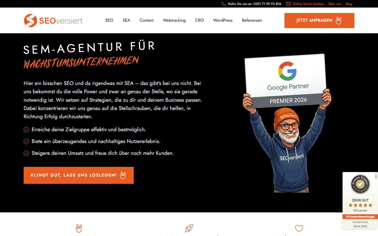 Startseite von 45digital Marketing GmbH (SEOversiert), SEO-Agentur in Essen