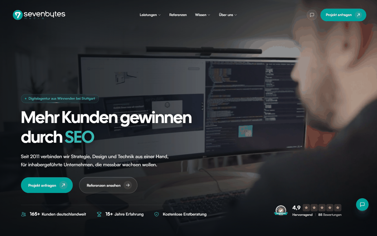 Startseite von Seven Bytes Media GmbH, SEO-Agentur in Stuttgart