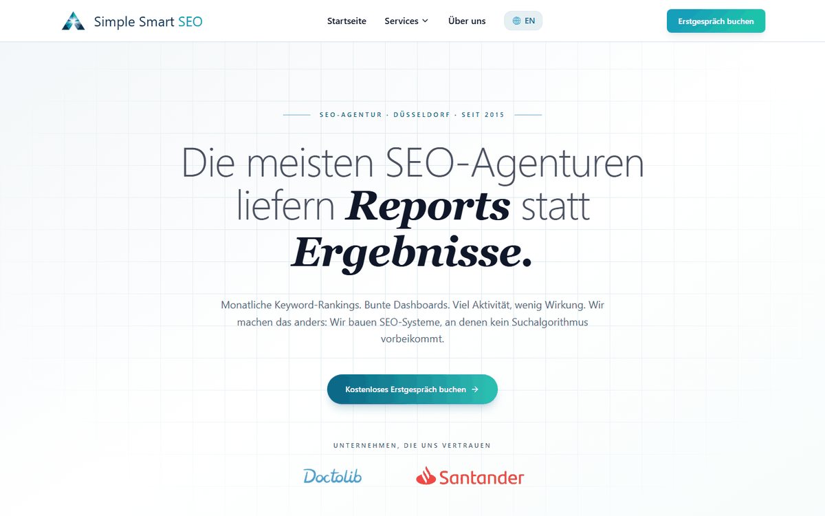Startseite von Simple Smart SEO (Gründer: Nedim Dzindo), SEO-Agentur in Düsseldorf