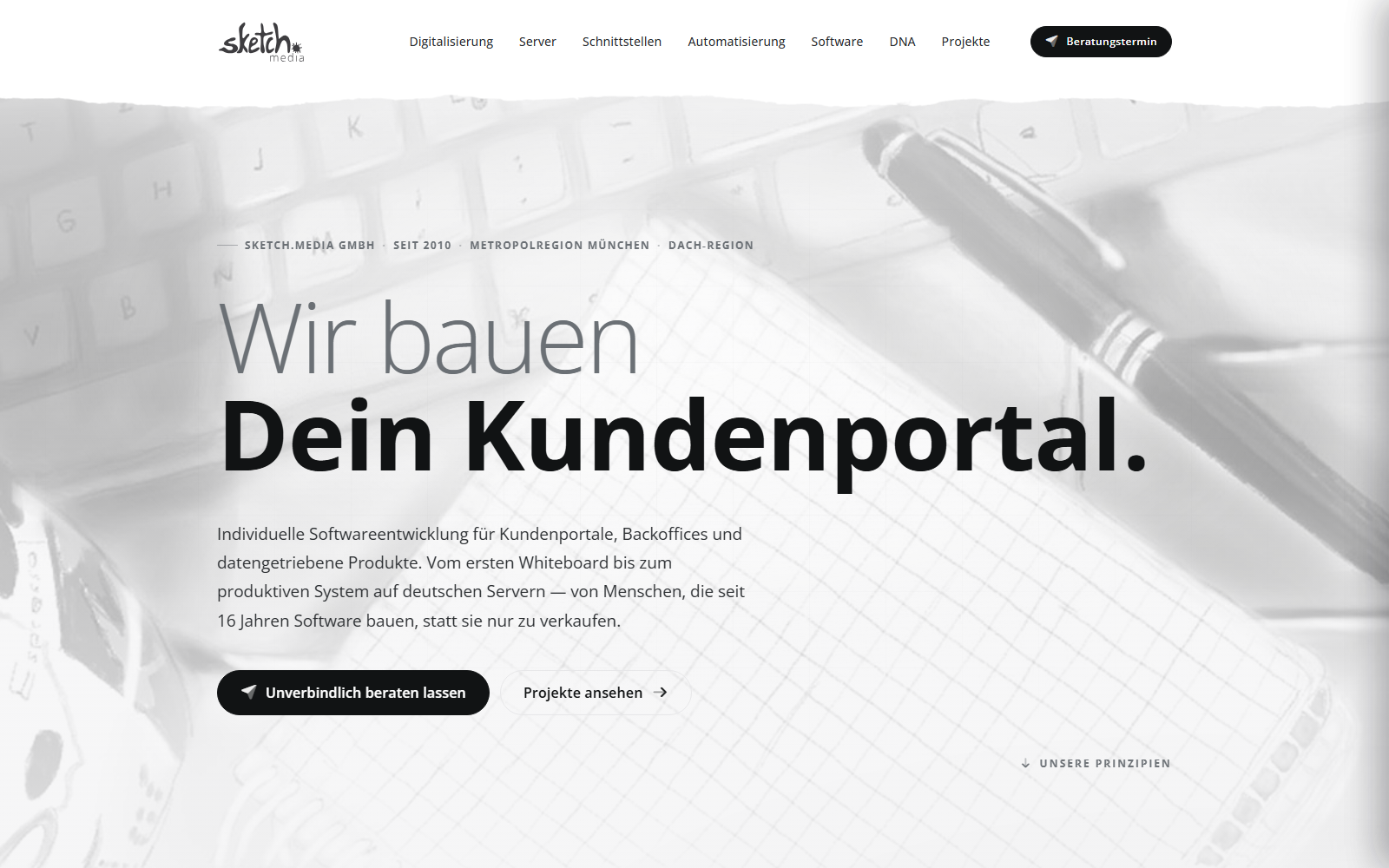 Startseite von sketch.media GmbH, SEO-Agentur in Regensburg