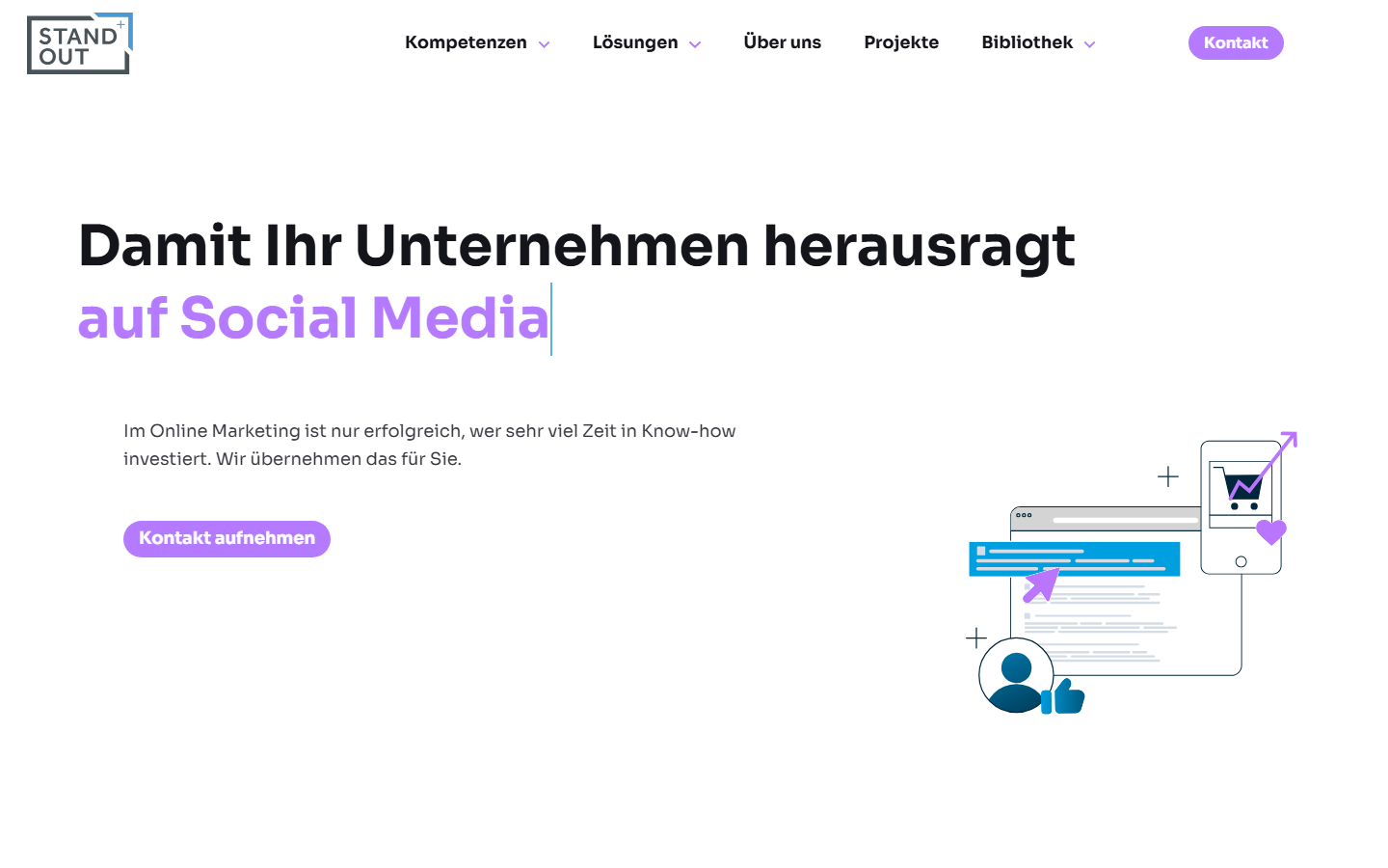 Startseite von Standout GmbH, SEO-Agentur in Luzern