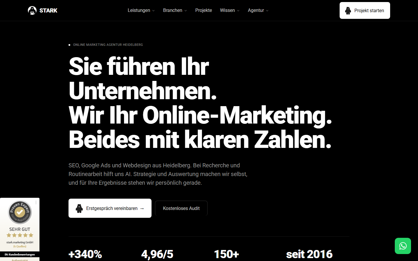 Startseite von stark.marketing GmbH, SEO-Agentur in Heidelberg