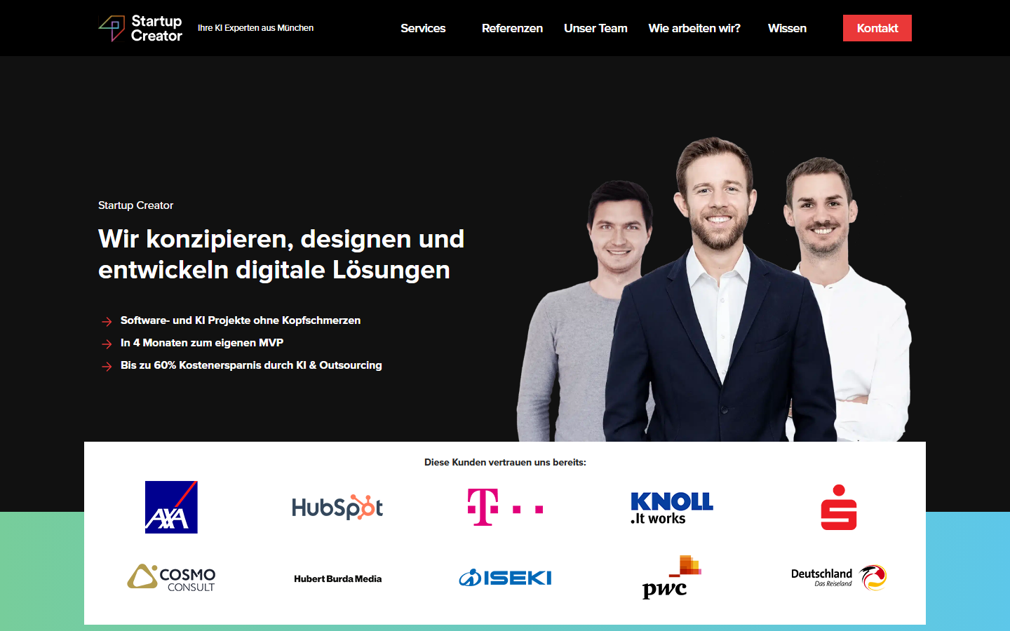 Startseite von KI Agentur Startup Creator, KI-Beratung in Bayern