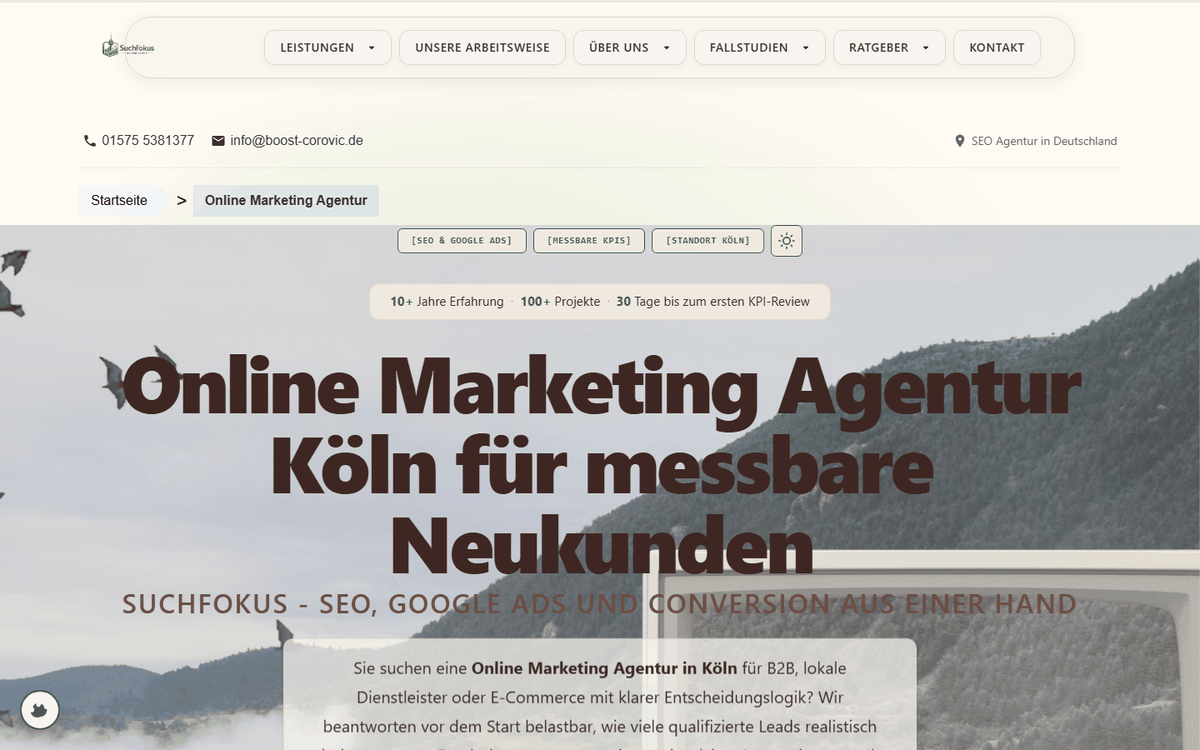 Startseite von Suchfokus: SEO & Online-Marketing, SEO-Agentur in Deutschland