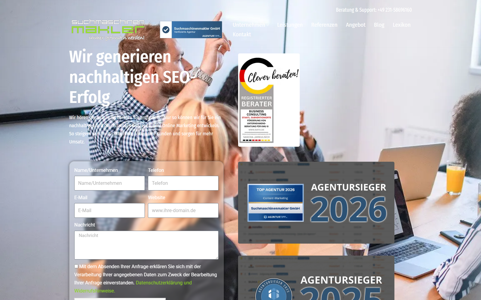 Startseite von Suchmaschinenmakler GmbH, SEO-Agentur in Dortmund