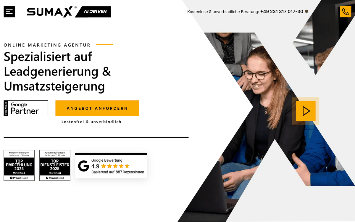 Startseite von SUMAX, SEO-Agentur in Deutschland