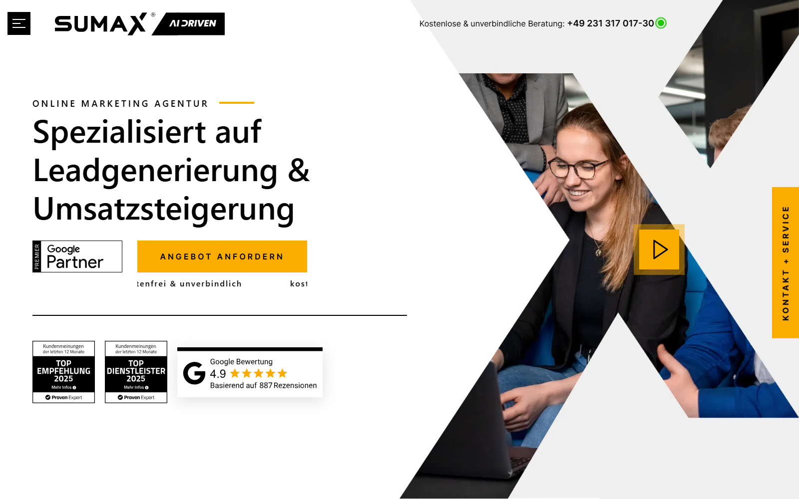 Startseite von SUMAX, SEO-Agentur in Dortmund