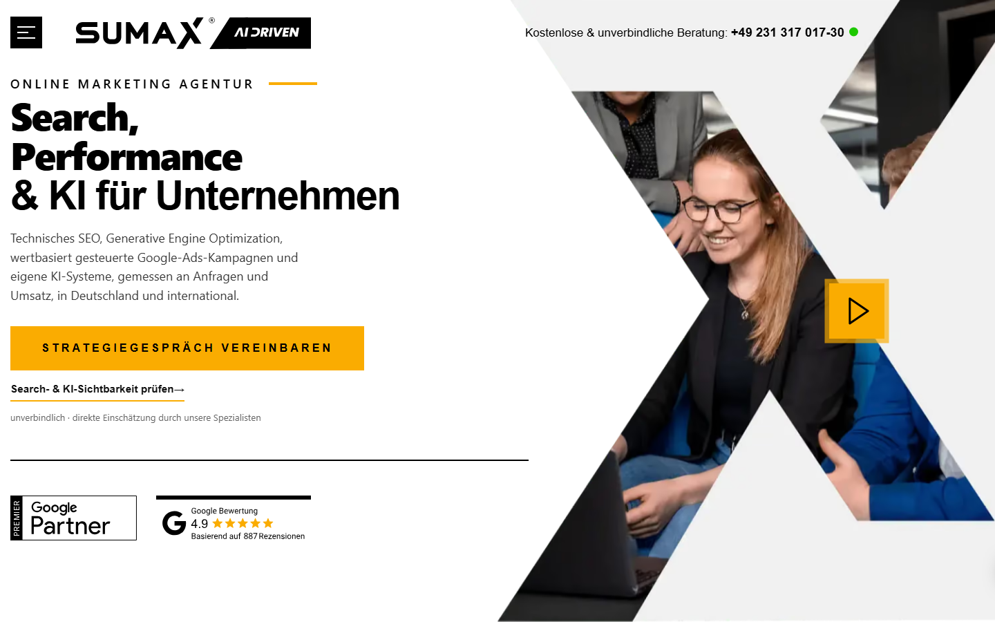 Startseite von SUMAX, SEO-Agentur in Nordrhein-Westfalen