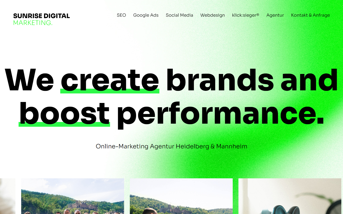 Startseite von SUNRISE DIGITAL® GROUP | Marketing · Advertising · Design · Web · Brands, SEO-Agentur in Baden-Württemberg