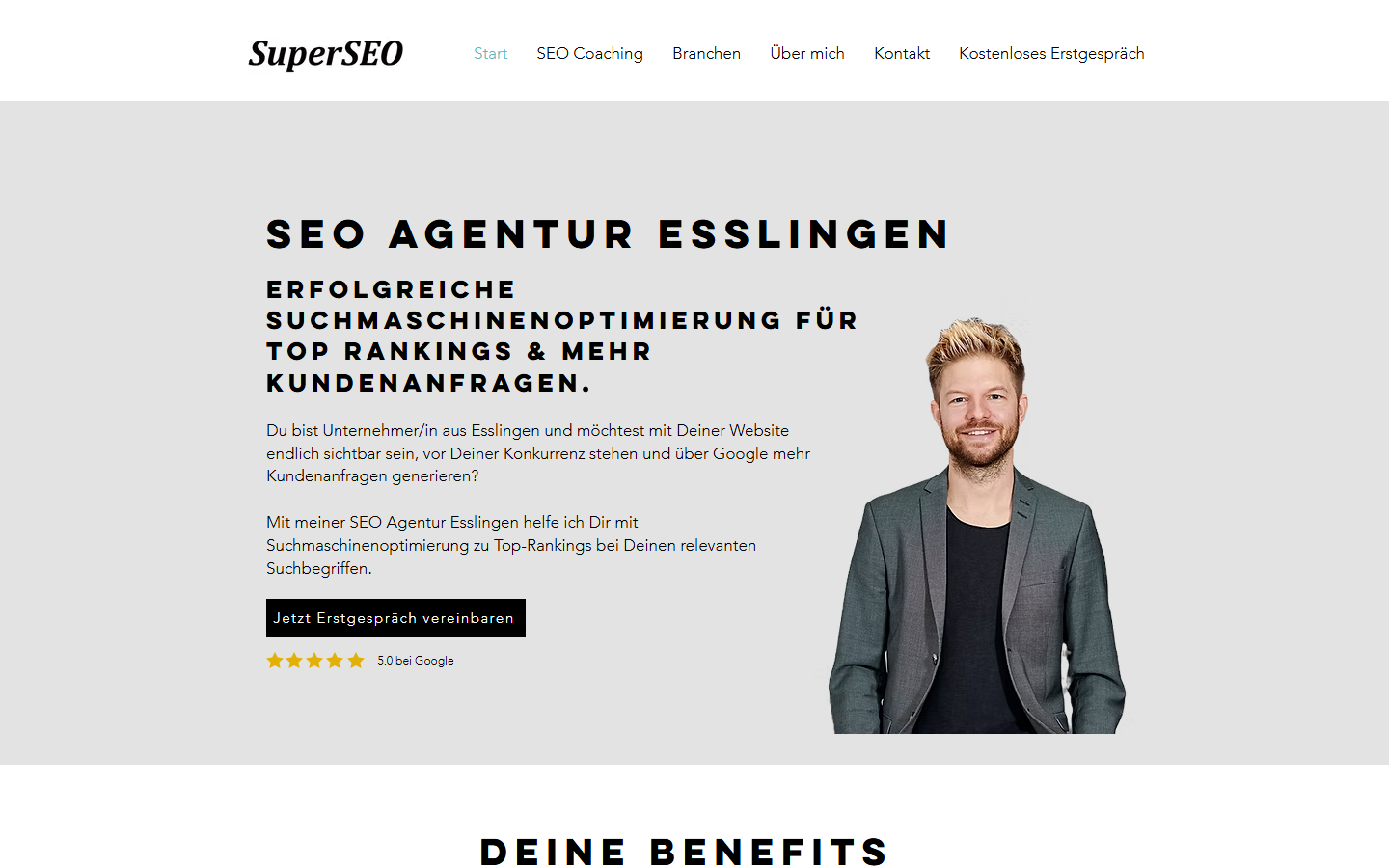 Startseite von SuperSEO, SEO-Agentur in Esslingen