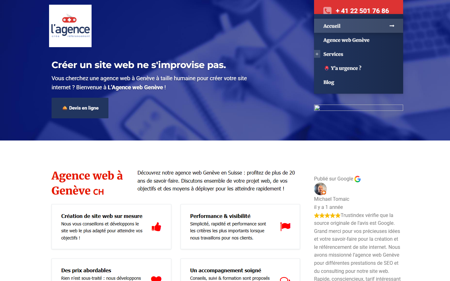 Startseite von The Agency, SEO-Agentur in Genf