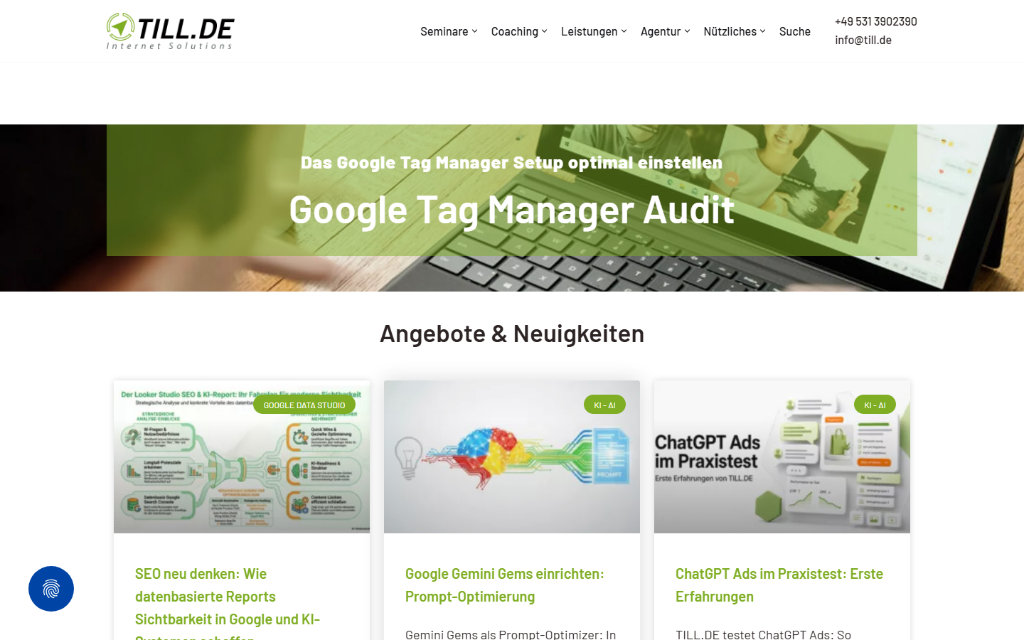 Startseite von TILL.DE GmbH, SEO-Agentur in Braunschweig