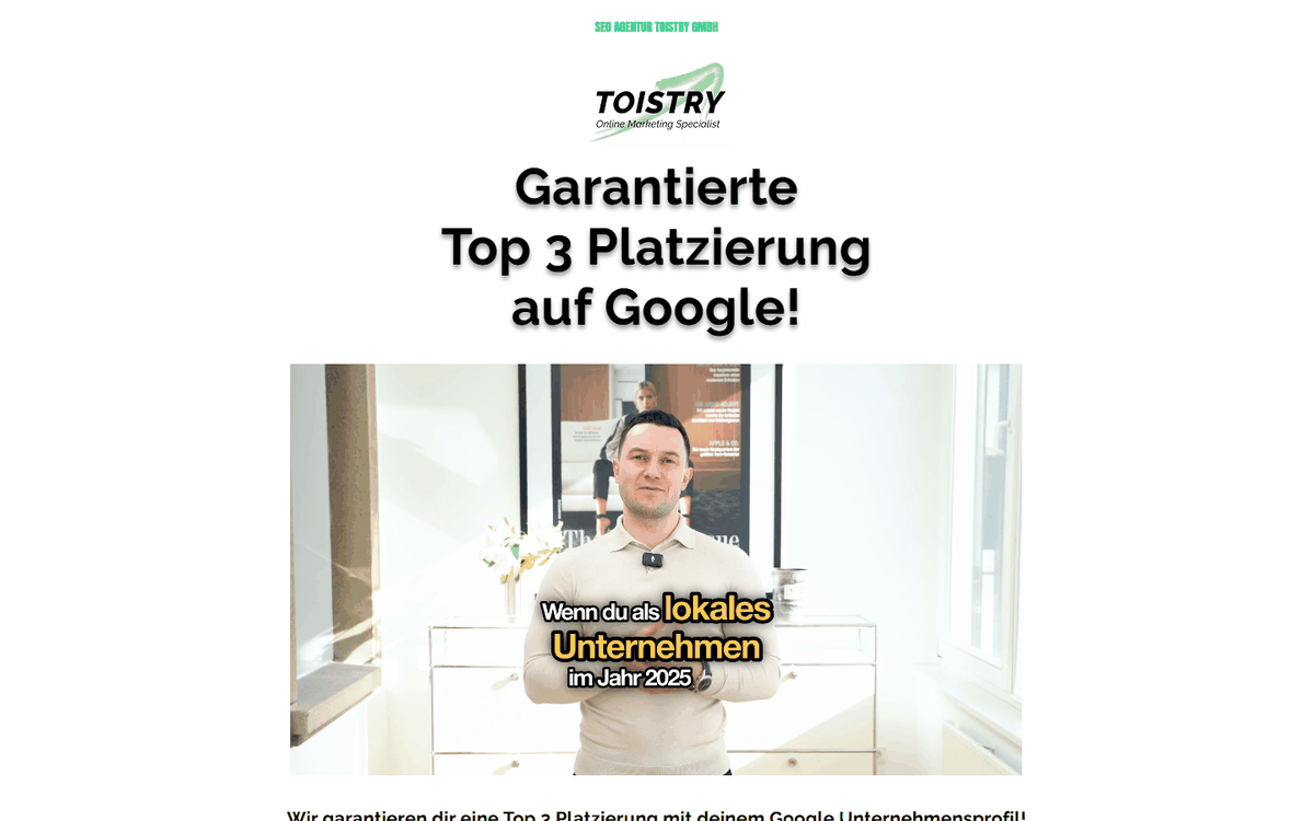 Startseite von SEO Agentur TOISTRY GmbH, SEO-Agentur in Deutschland