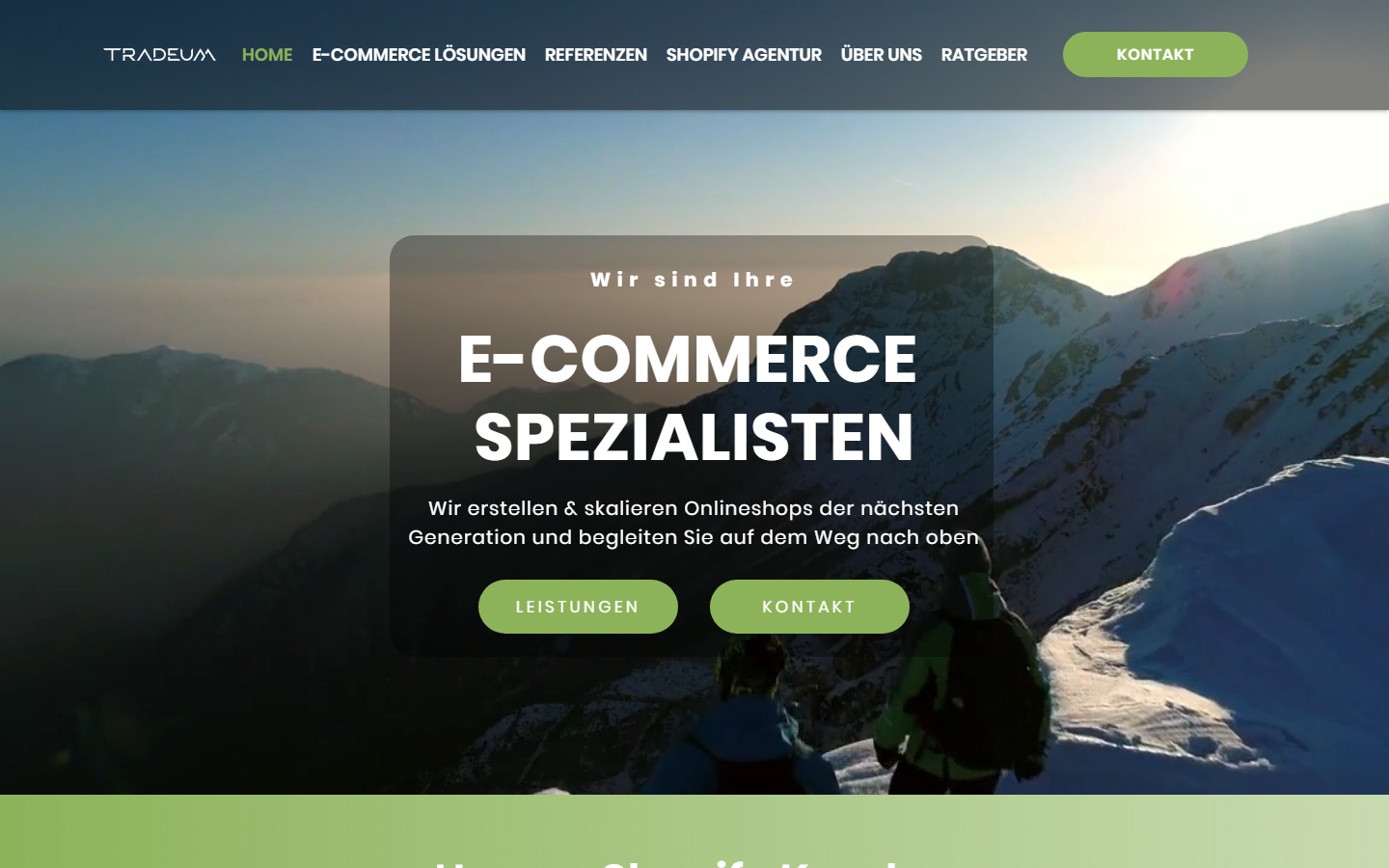Startseite von Tradeum AG, SEO-Agentur in Cham