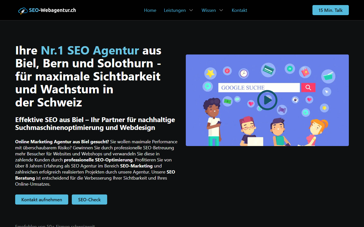Startseite von 𝗦𝗘𝗢 & 𝗪𝗲𝗯𝗮𝗴𝗲𝗻𝘁𝘂𝗿 𝗦𝗰𝗵𝘄𝗲𝗶𝘇 | 𝗪𝗲𝗯𝗱𝗲𝘀𝗶𝗴𝗻 | 𝗦𝗘𝗢 𝗔𝗴𝗲𝗻𝘁𝘂𝗿, SEO-Agentur in Biel