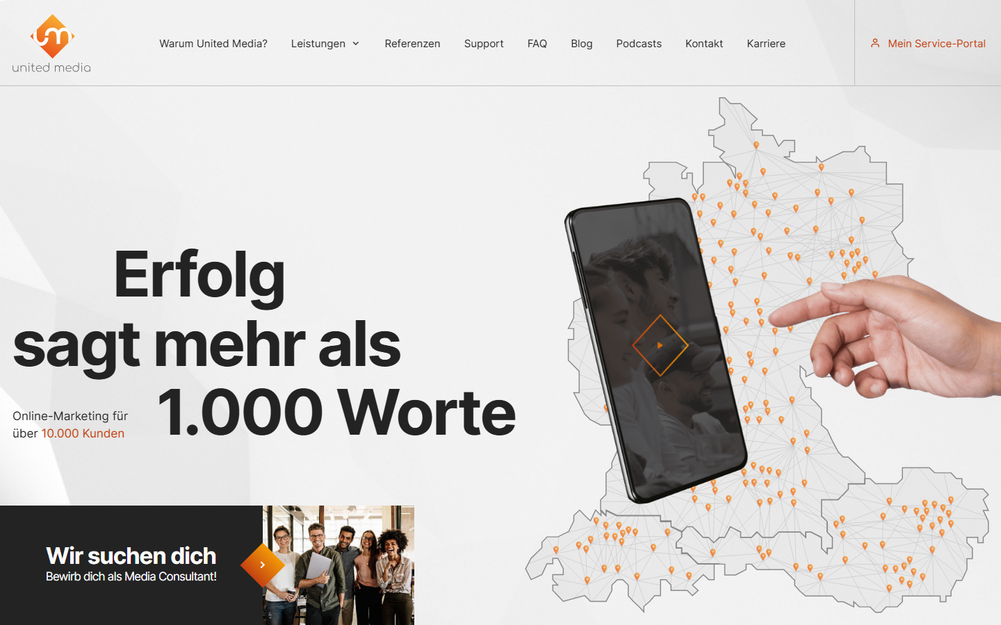 Startseite von United Media AG, SEO-Agentur in Nordrhein-Westfalen