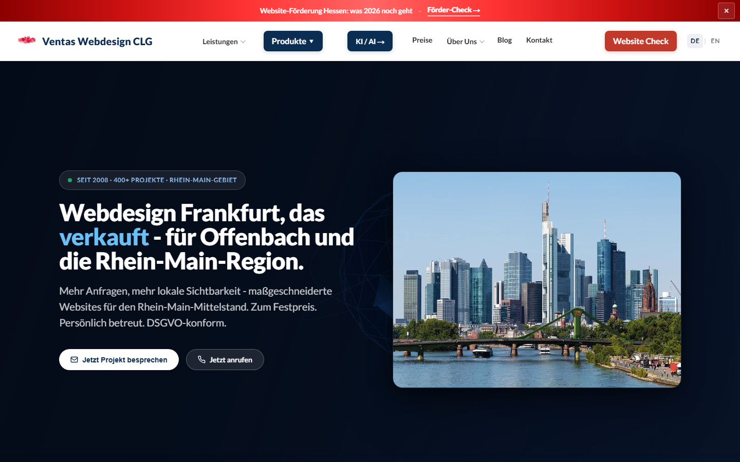 Startseite von Ventas Webdesign CLG, SEO-Agentur in Offenbach