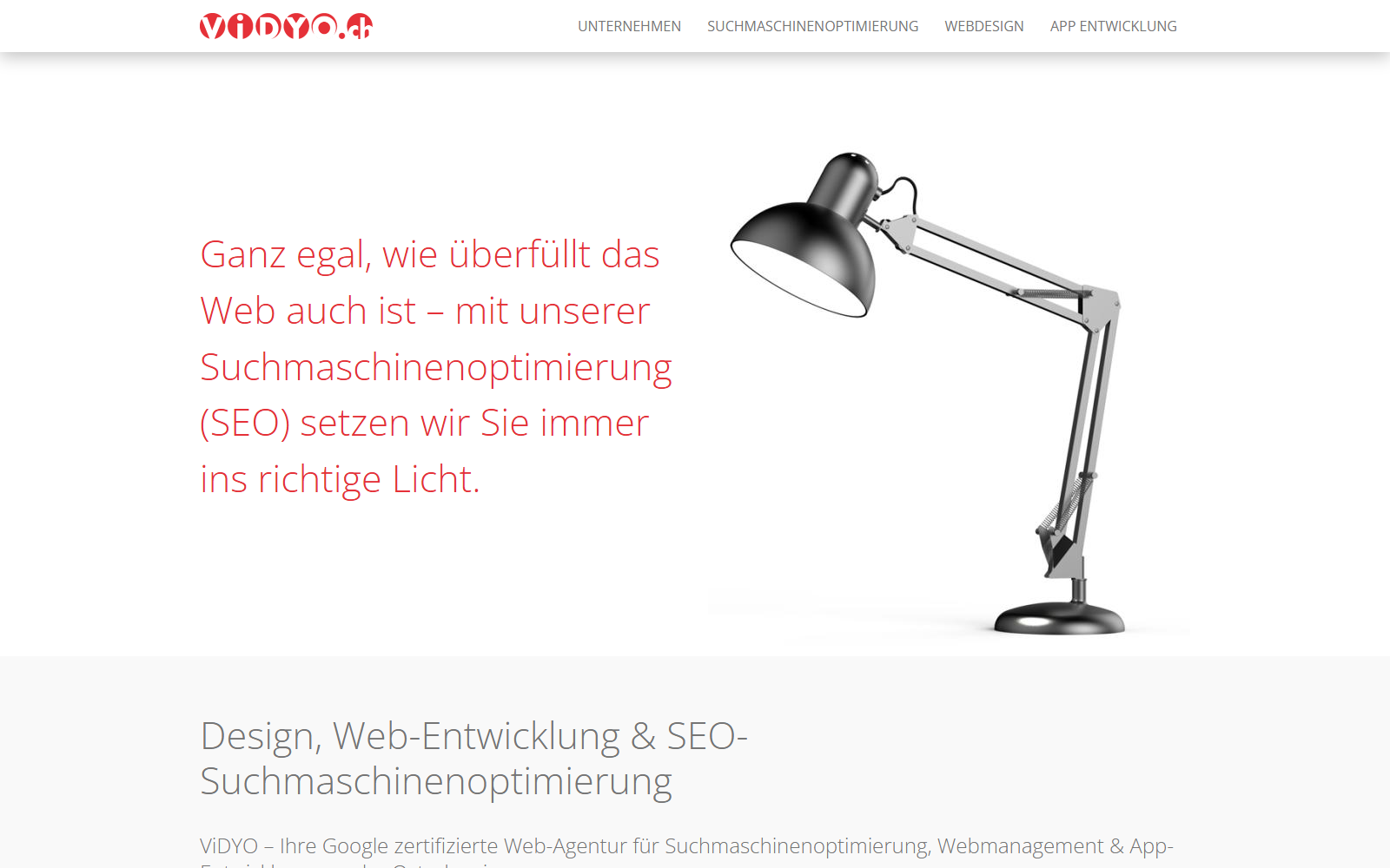 Startseite von ViDYO GmbH, SEO-Agentur in Winterthur