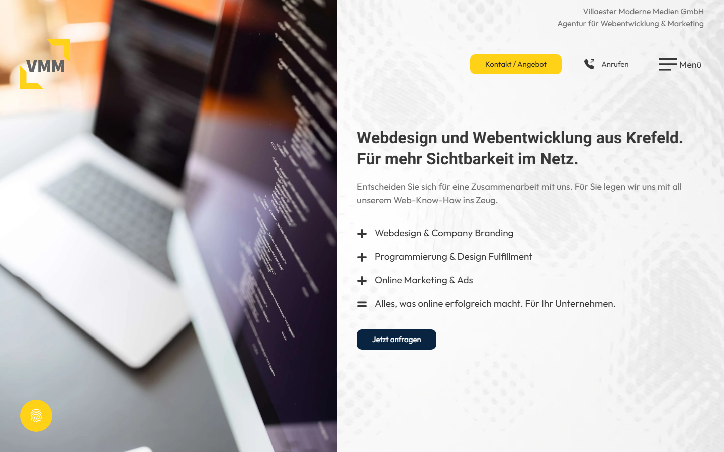 Startseite von Villaester Moderne Medien GmbH, SEO-Agentur in Krefeld