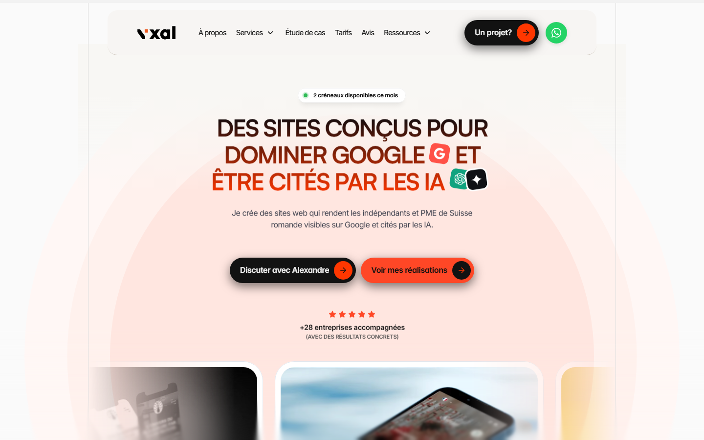 Startseite von Vixal Digital, SEO-Agentur in der Waadt