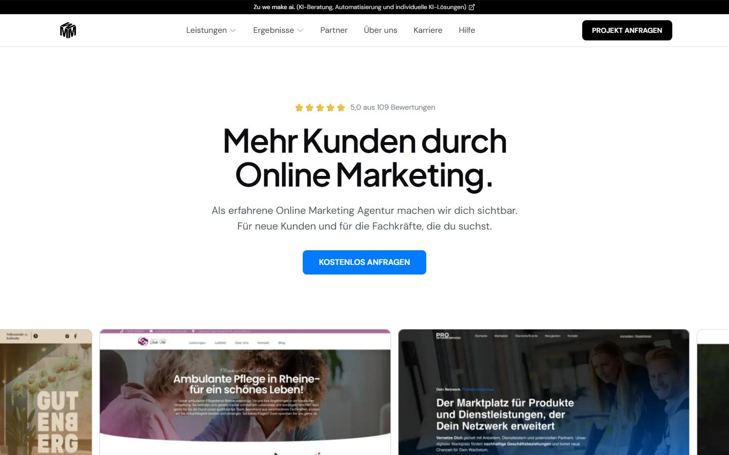 Startseite von We Make Marketing, SEO-Agentur in Baden-Württemberg