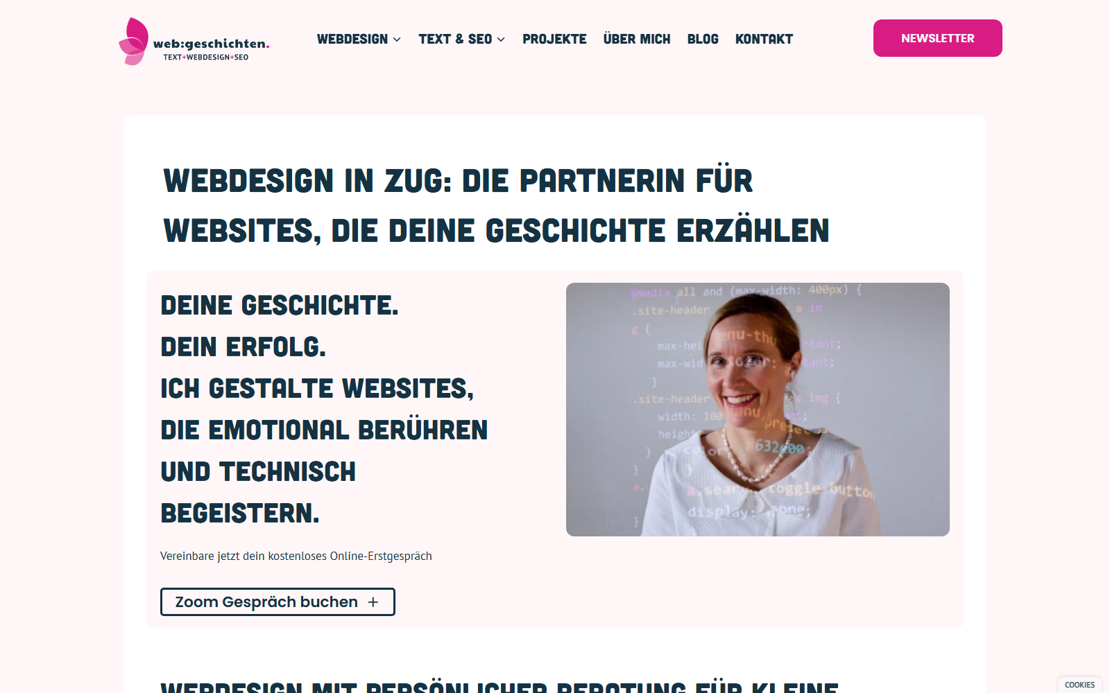 Startseite von web:geschichten, SEO-Agentur in Zug