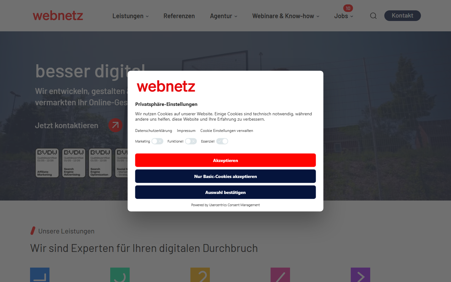 Startseite von web-netz, SEO-Agentur in Lüneburg
