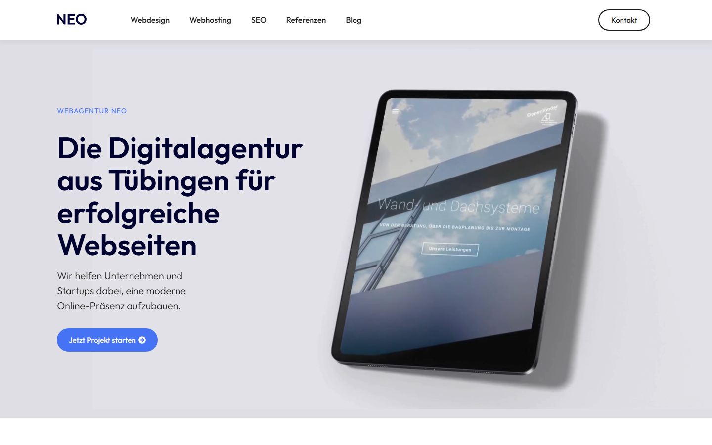 Startseite von Webagentur NEO, SEO-Agentur in Tübingen