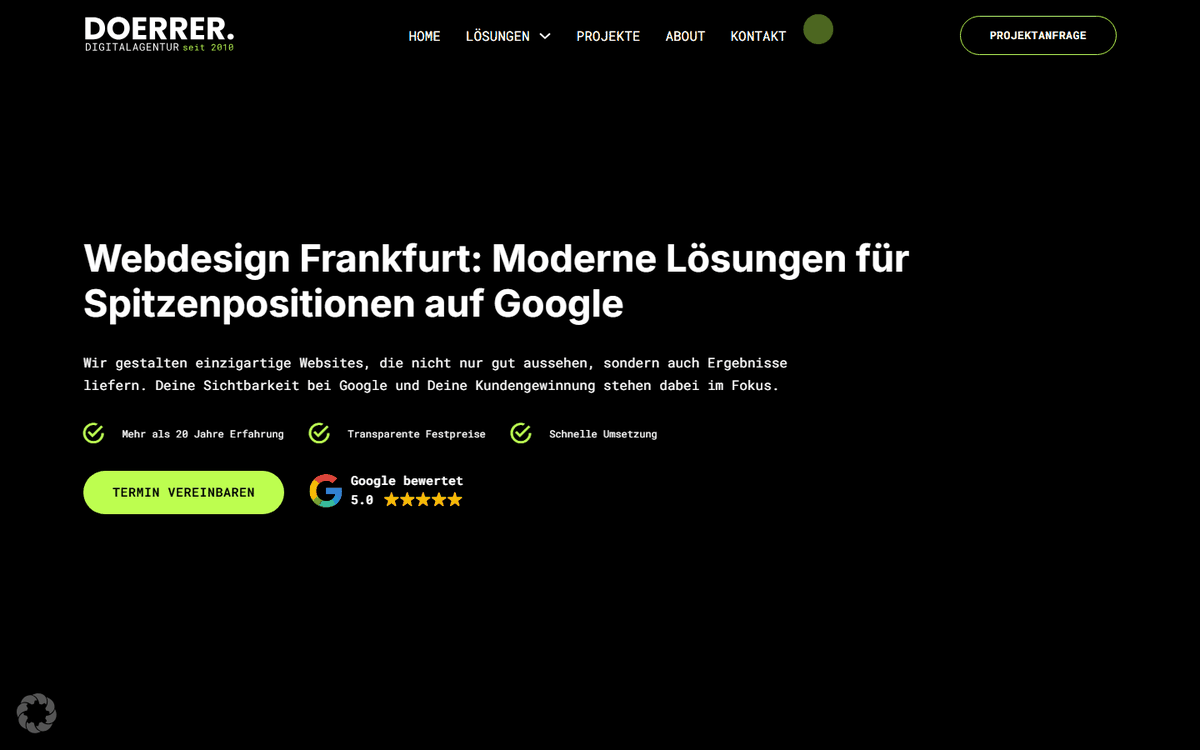 Startseite von Webdesign Dörrer (Daniel Dörrer), SEO-Agentur in Frankfurt
