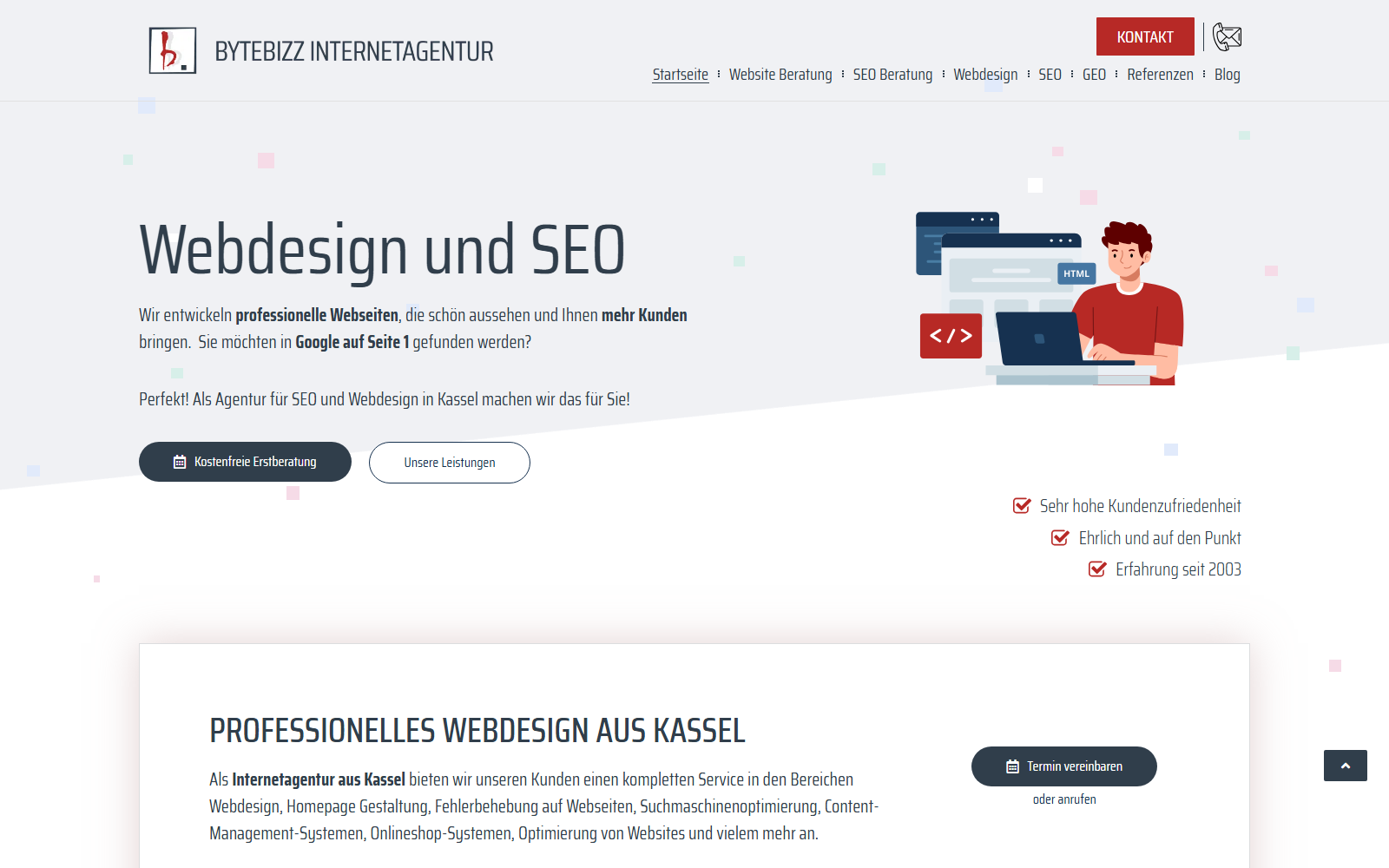 Startseite von ByteBizz, SEO-Agentur in Kassel