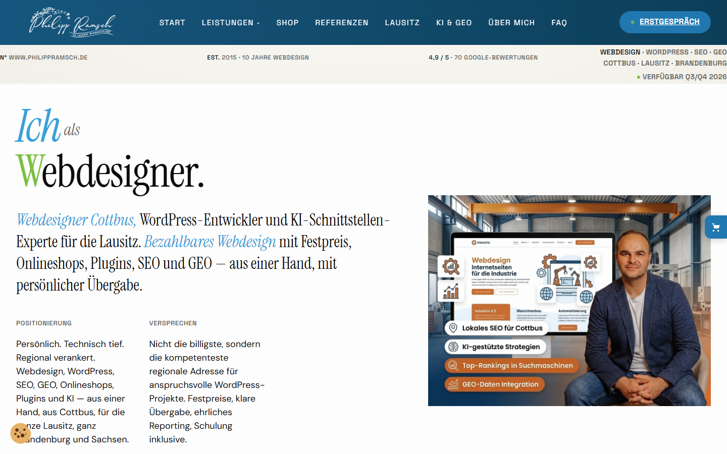 Startseite von Webdesigner & Webhosting Philipp Ramsch, SEO-Agentur in Brandenburg