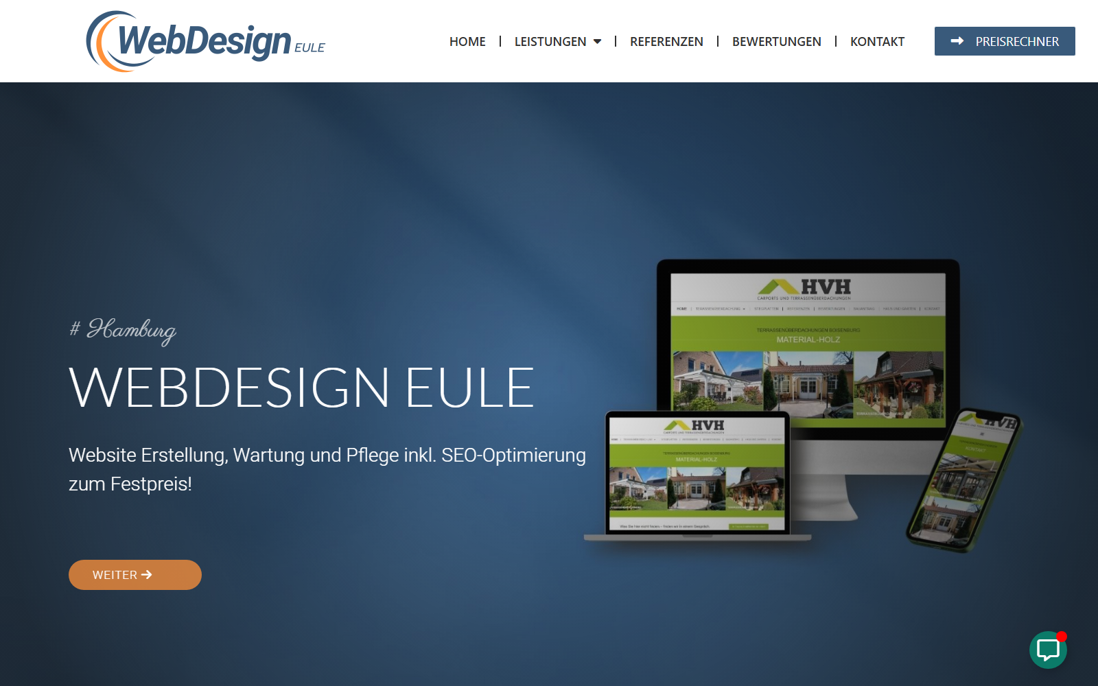 Startseite von Webdesign Eule, SEO-Agentur in Hamburg