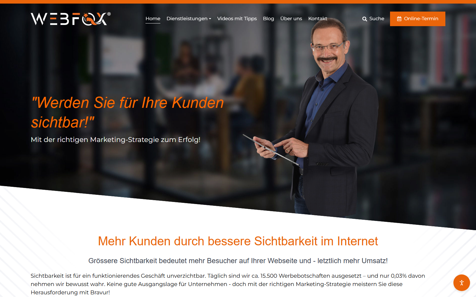 Startseite von WEBFOX GmbH (ehemals text & webdesign GmbH), SEO-Agentur in Winterthur