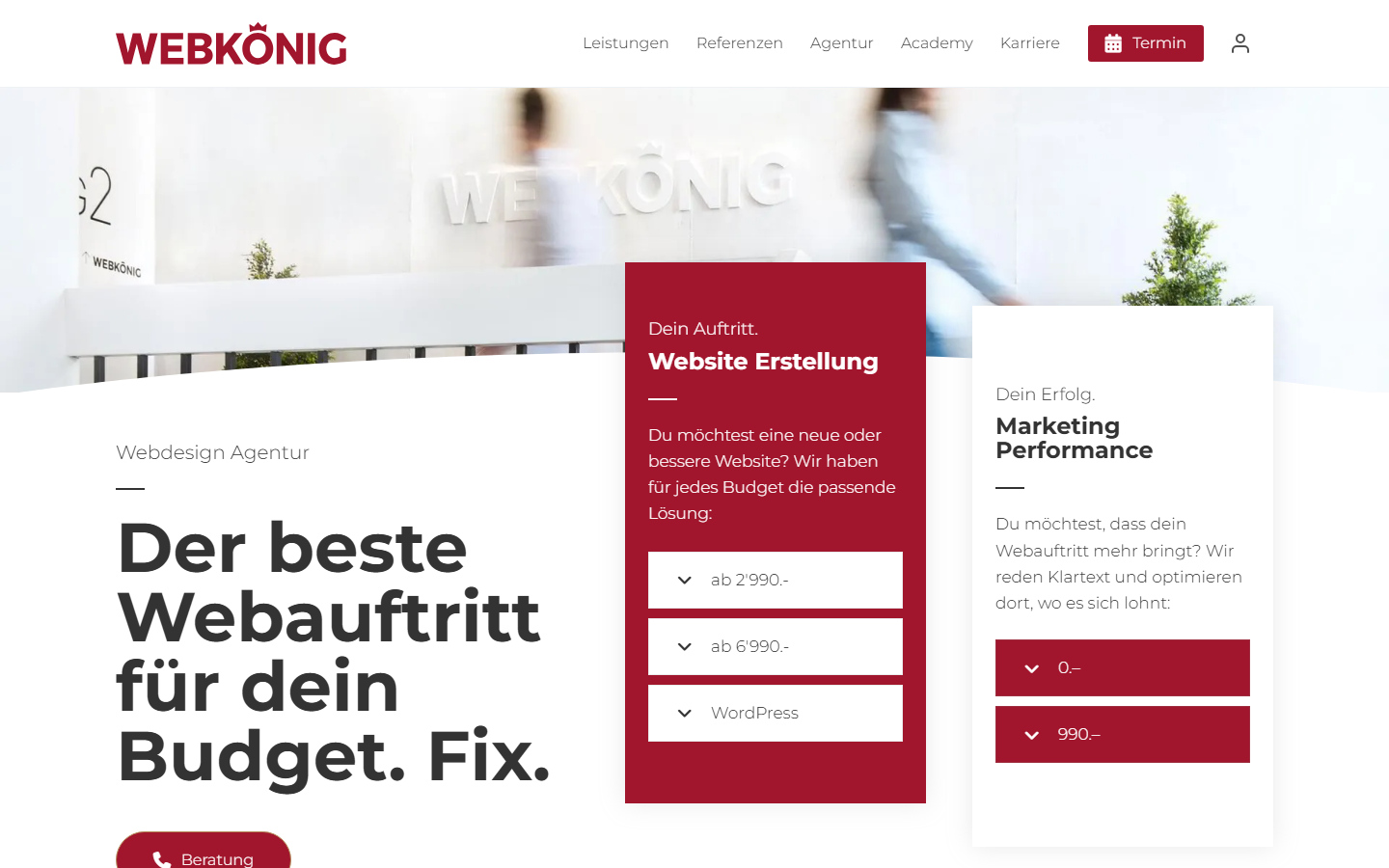 Startseite von Webkönig AG, SEO-Agentur in der Schweiz