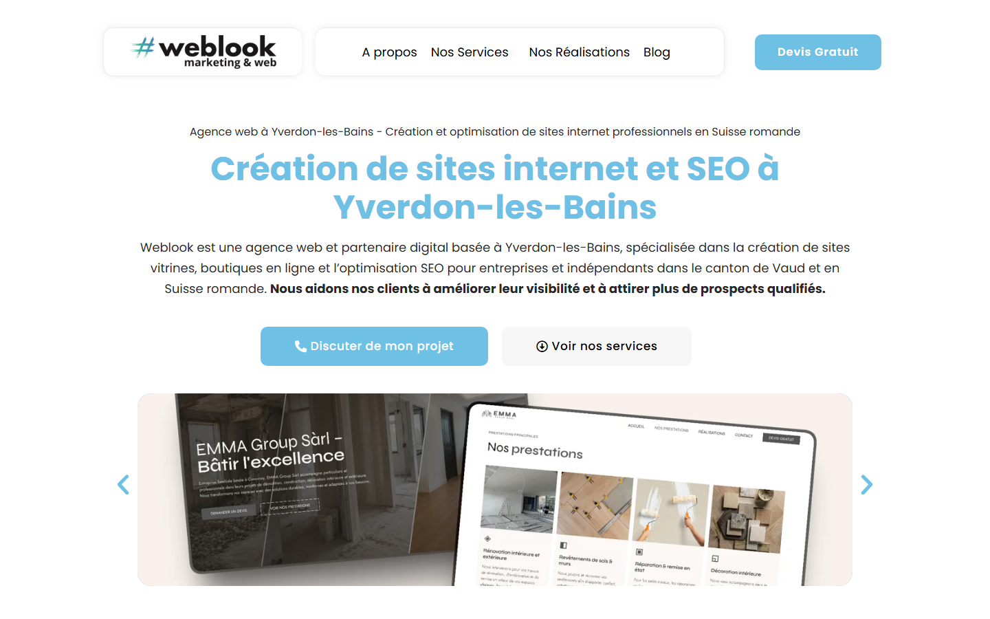Startseite von Weblook - Création de sites web à Yverdon-les-Bains, SEO-Agentur in Yverdon-les-Bains