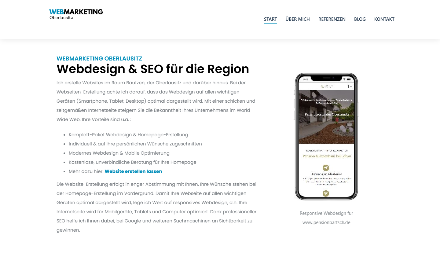 Startseite von Theresa Zieschank WEBmarketing Oberlausitz, SEO-Agentur in Bautzen