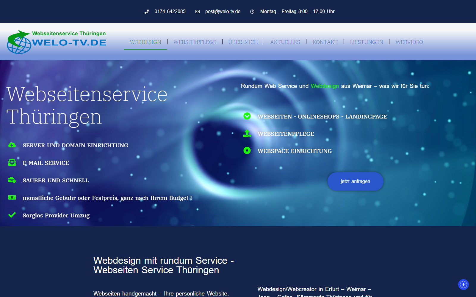 Startseite von Webseitenservice Thüringen | Welo TV, SEO-Agentur in Weimar