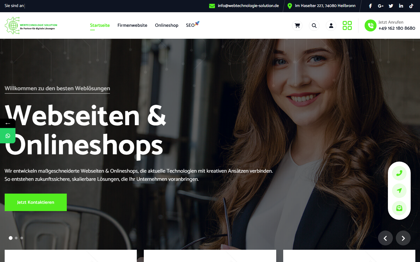 Startseite von webtechnologie-solution, SEO-Agentur in Heilbronn