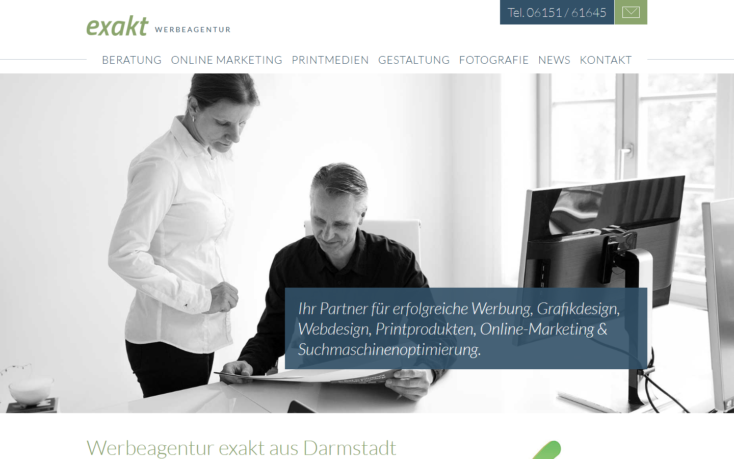 Startseite von Werbeagentur exakt, SEO-Agentur in Darmstadt
