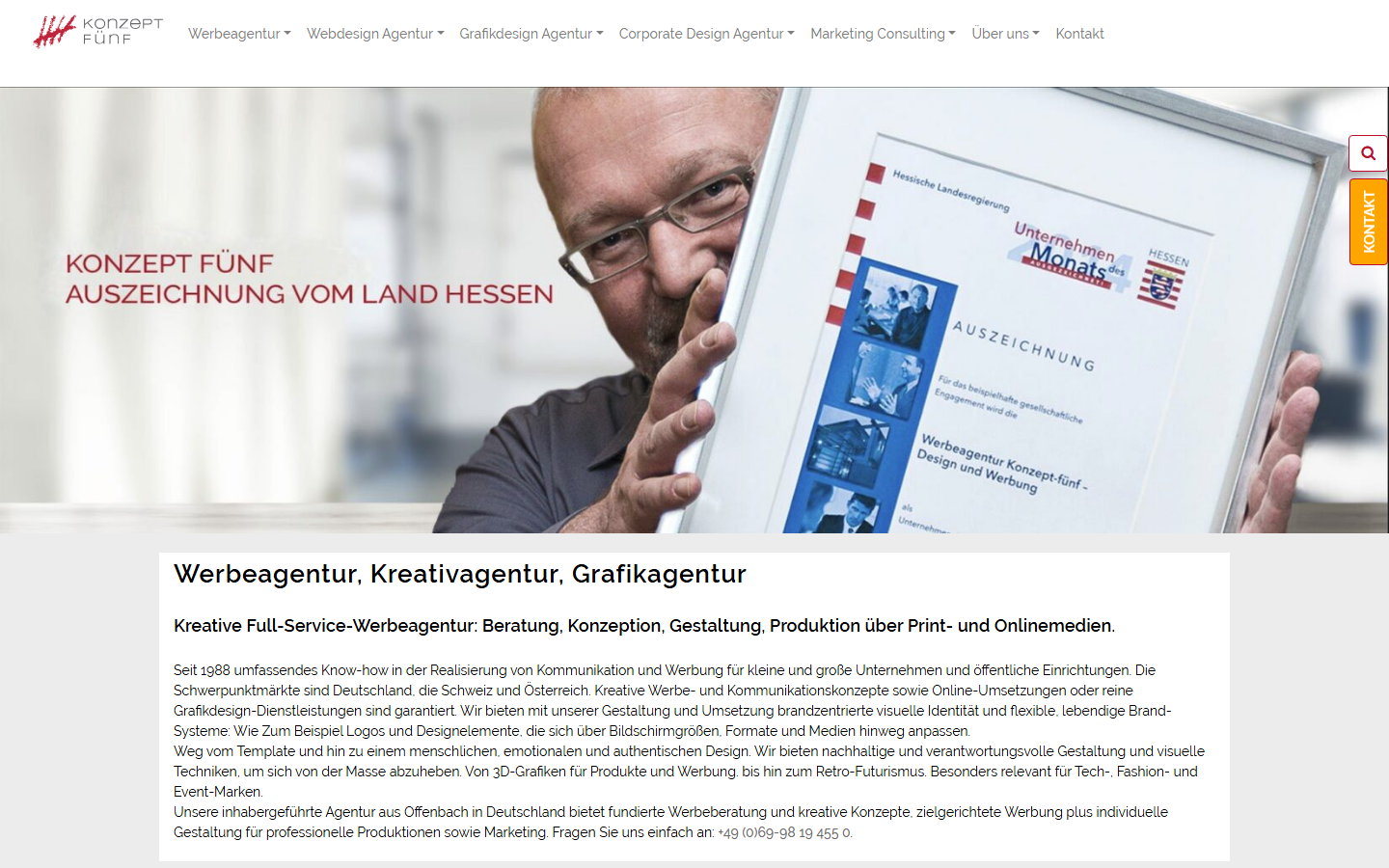 Startseite von Werbeagentur Konzept-fünf, SEO-Agentur in Offenbach