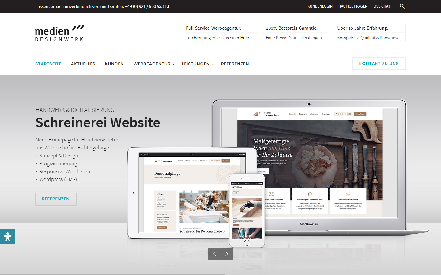Startseite von Werbeagentur mediendesignwerk, SEO-Agentur in Bayern