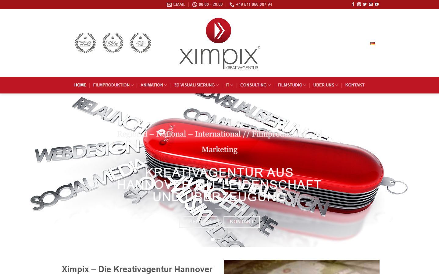 Startseite von Ximpix, SEO-Agentur in Hannover