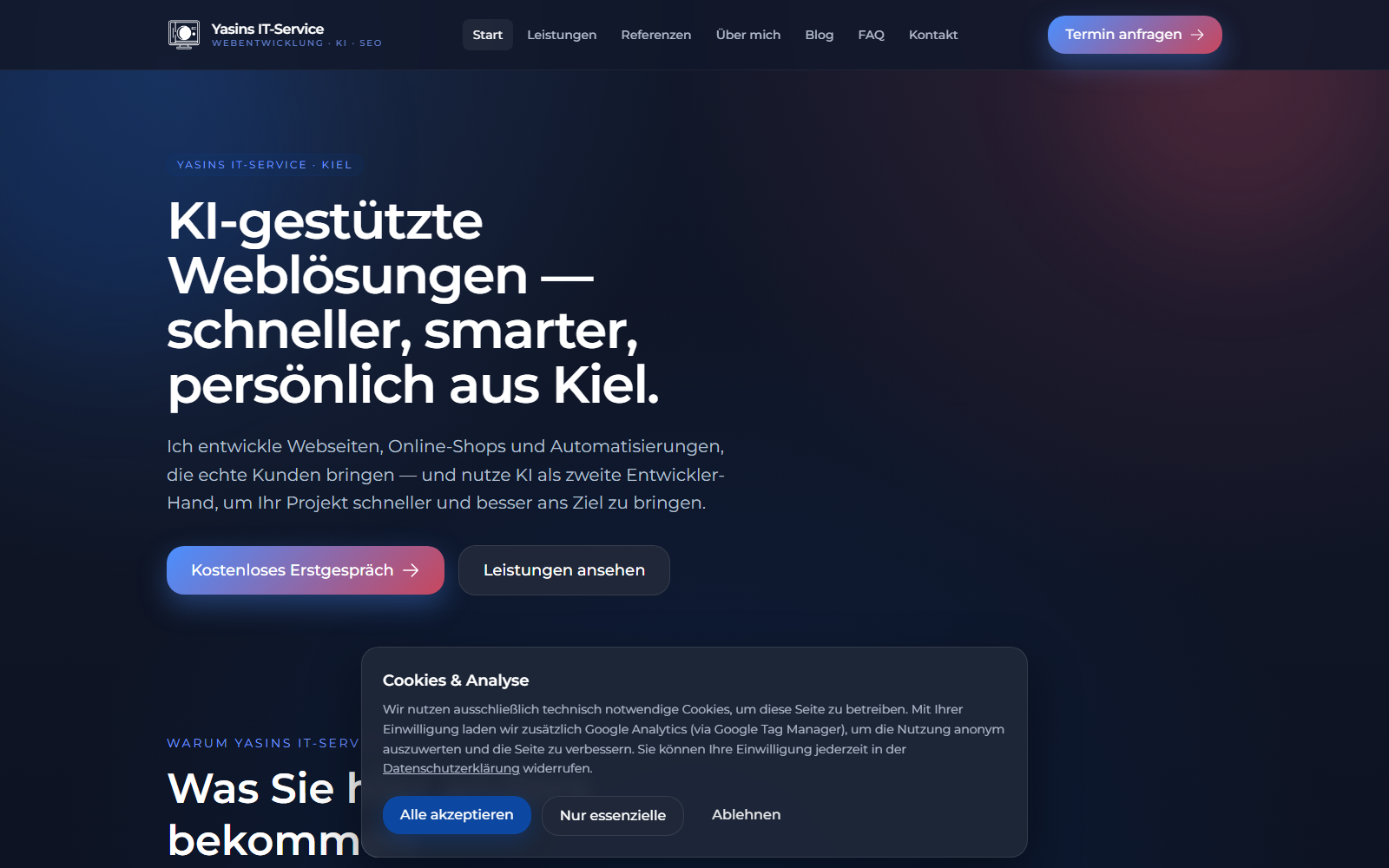 Startseite von Yasins IT-Service, SEO-Agentur in Kiel