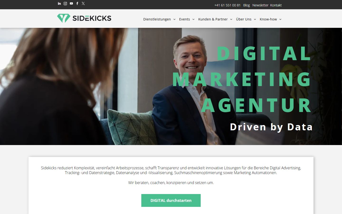 Startseite von Your Sidekicks AG, SEO-Agentur in Basel