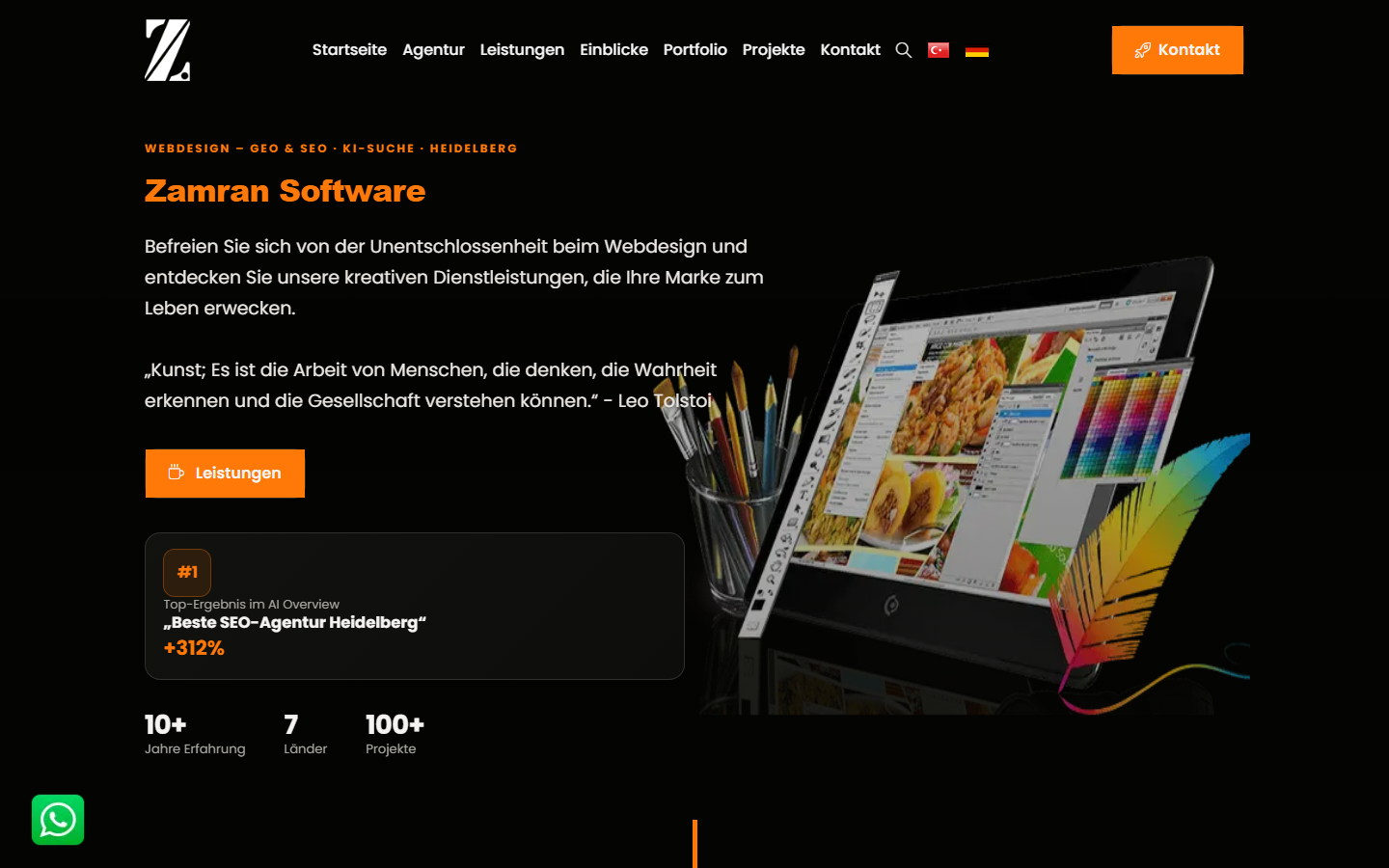 Startseite von Zamran Software, SEO-Agentur in Heidelberg