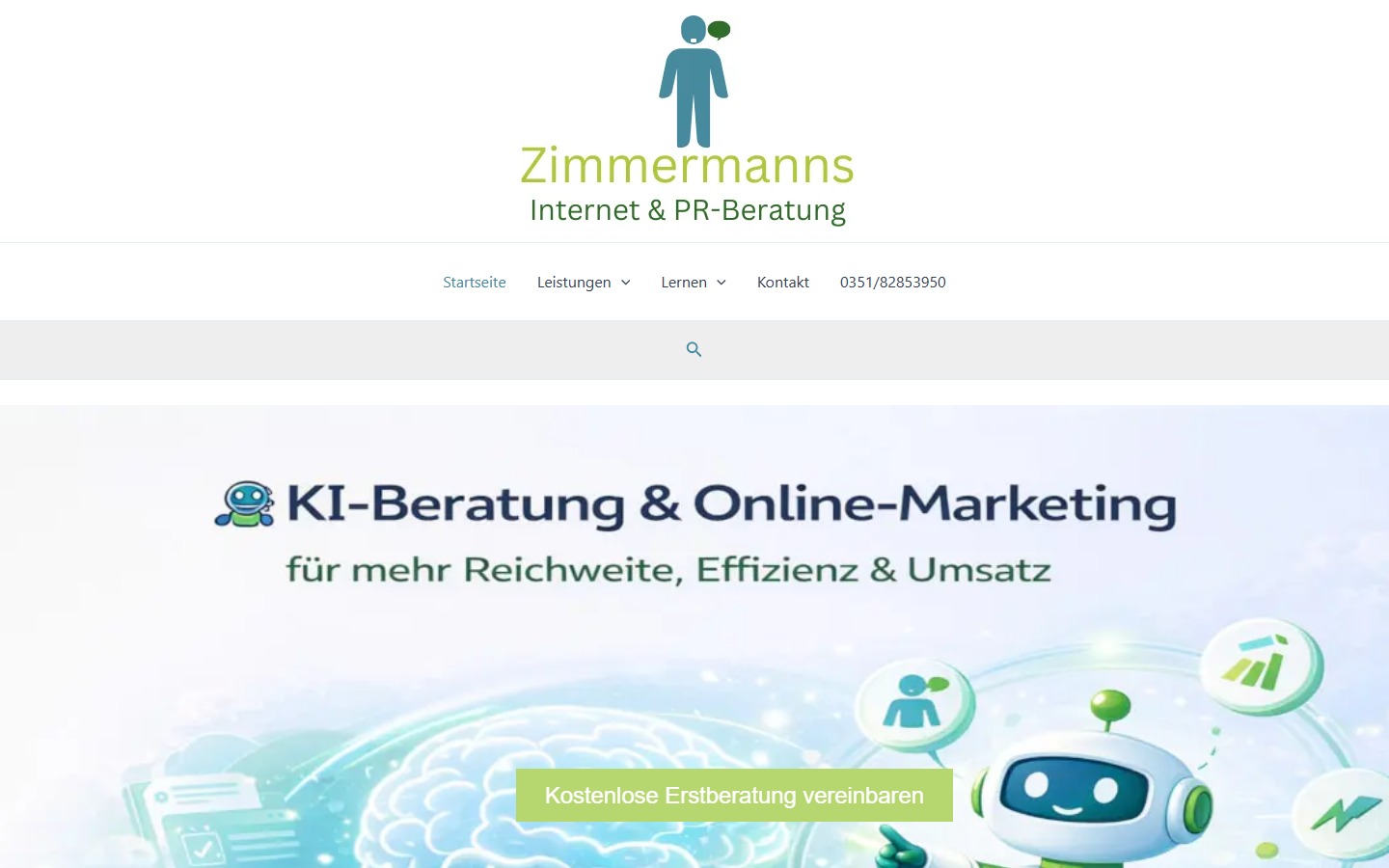 Startseite von Zimmermanns Internet & PR-Beratung, KI-Beratung in Dresden