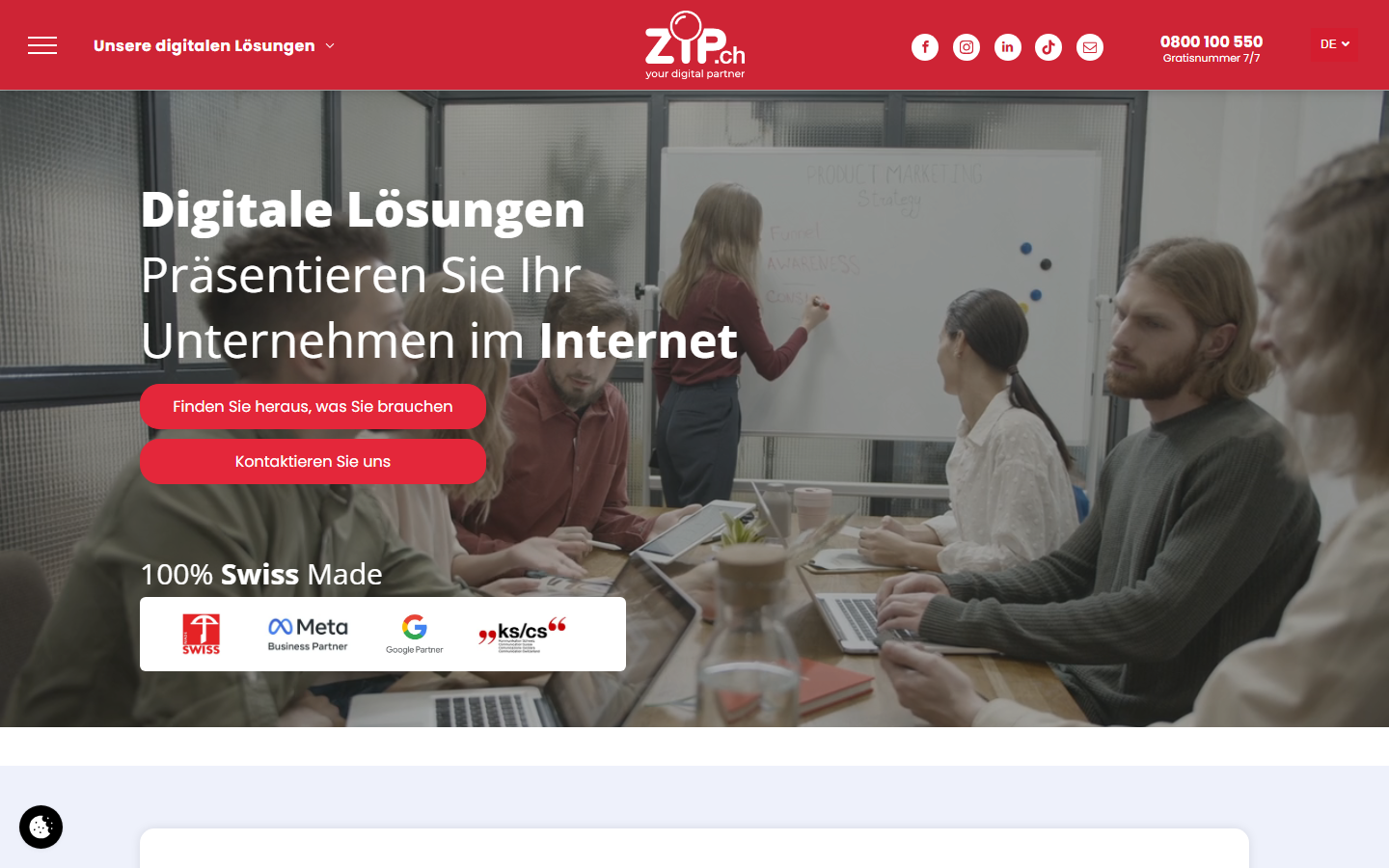 Startseite von ZIP.ch SA, SEO-Agentur in der Waadt